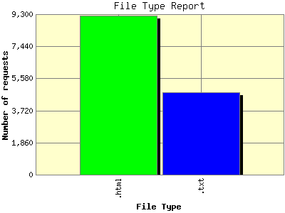 File Type Report: Number of requests by File Type.